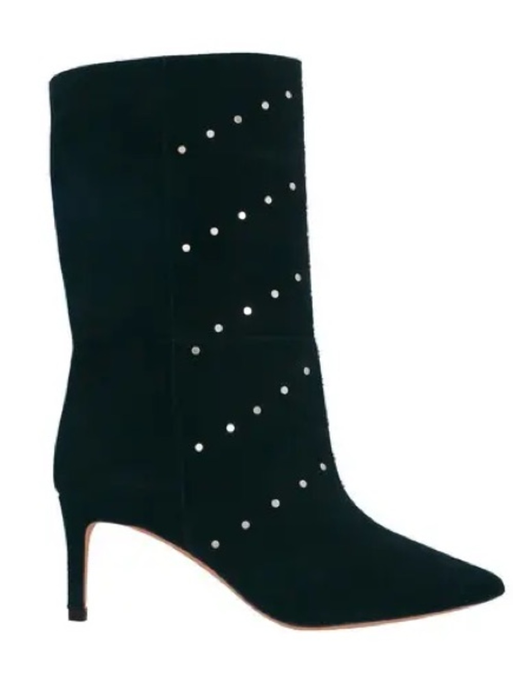 IRO Paris Milow Studded Black Suede Slouch Indie Pointed Toe Heeled Boots Sz 38
